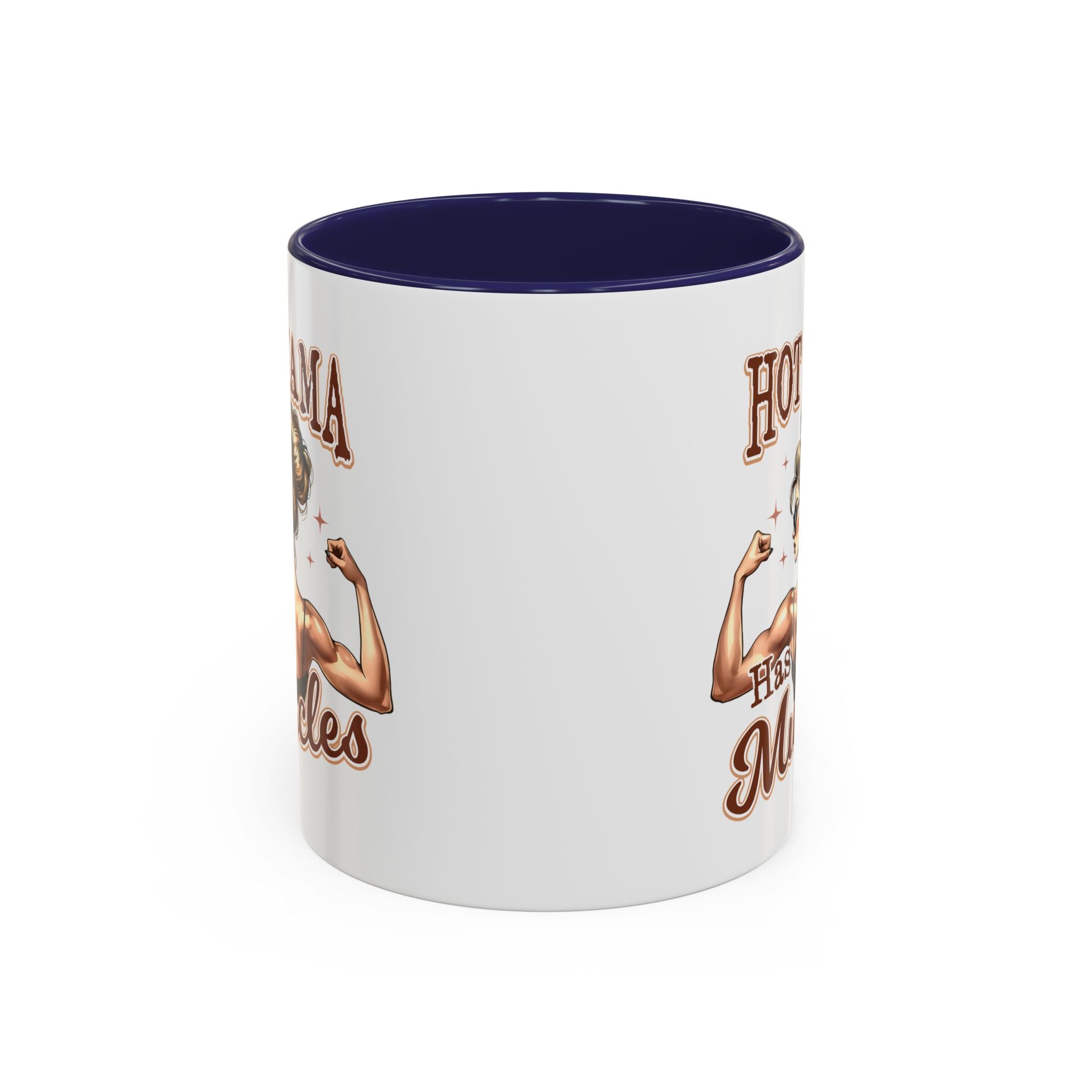 Hot Mama Has Muscles Coffee Mug - Fun & Motivational 11/15oz Accent Mug for Fitness Lovers