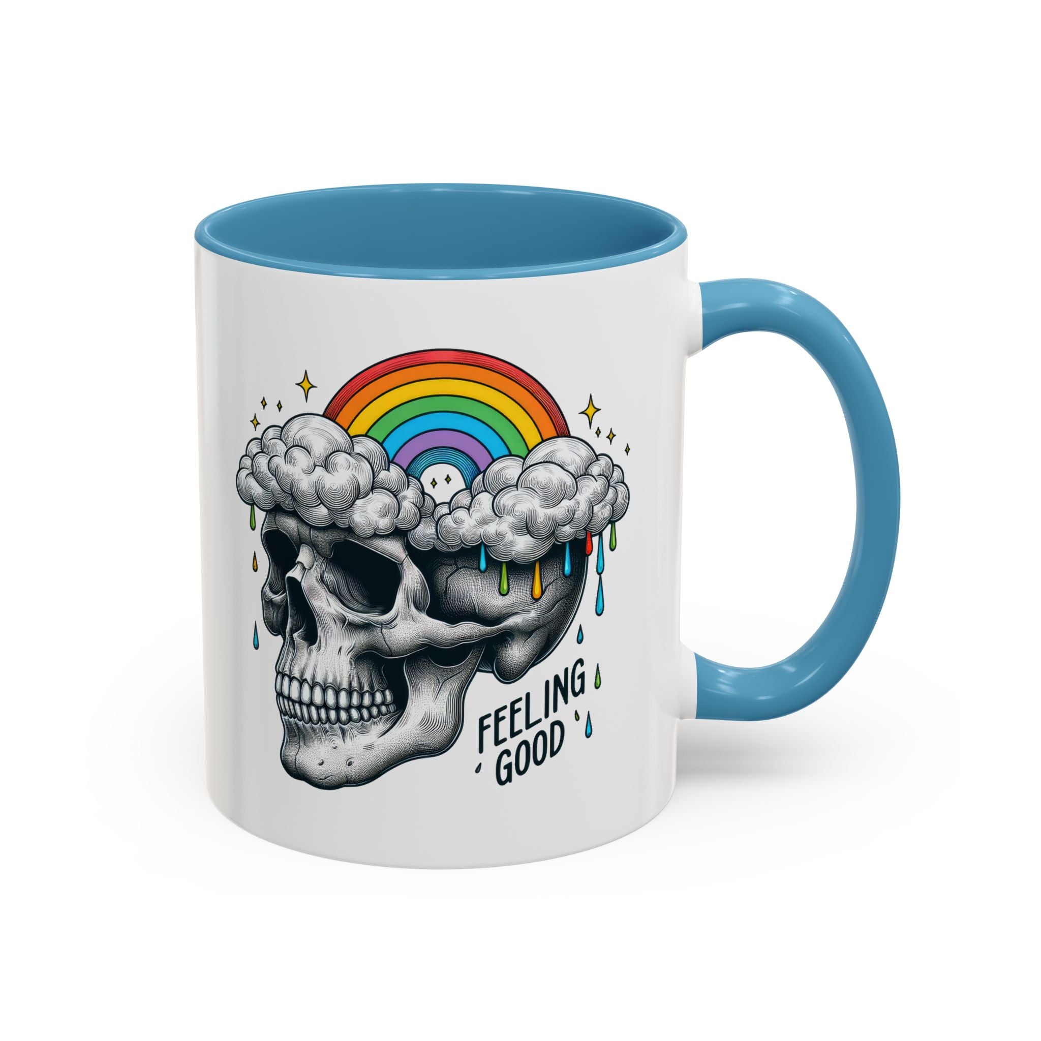 Skull Rainbow Coffee Mug, Unique Gift for Coffee Lovers, Halloween Decor, Daily Motivation Mug, Fun Skull Design
