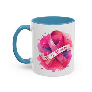 Empowering Pink Ribbon Coffee Mug | She is Strong | Gift for Cancer Awareness, Inspirational Drinkware, Office Mug, Motivational [...]