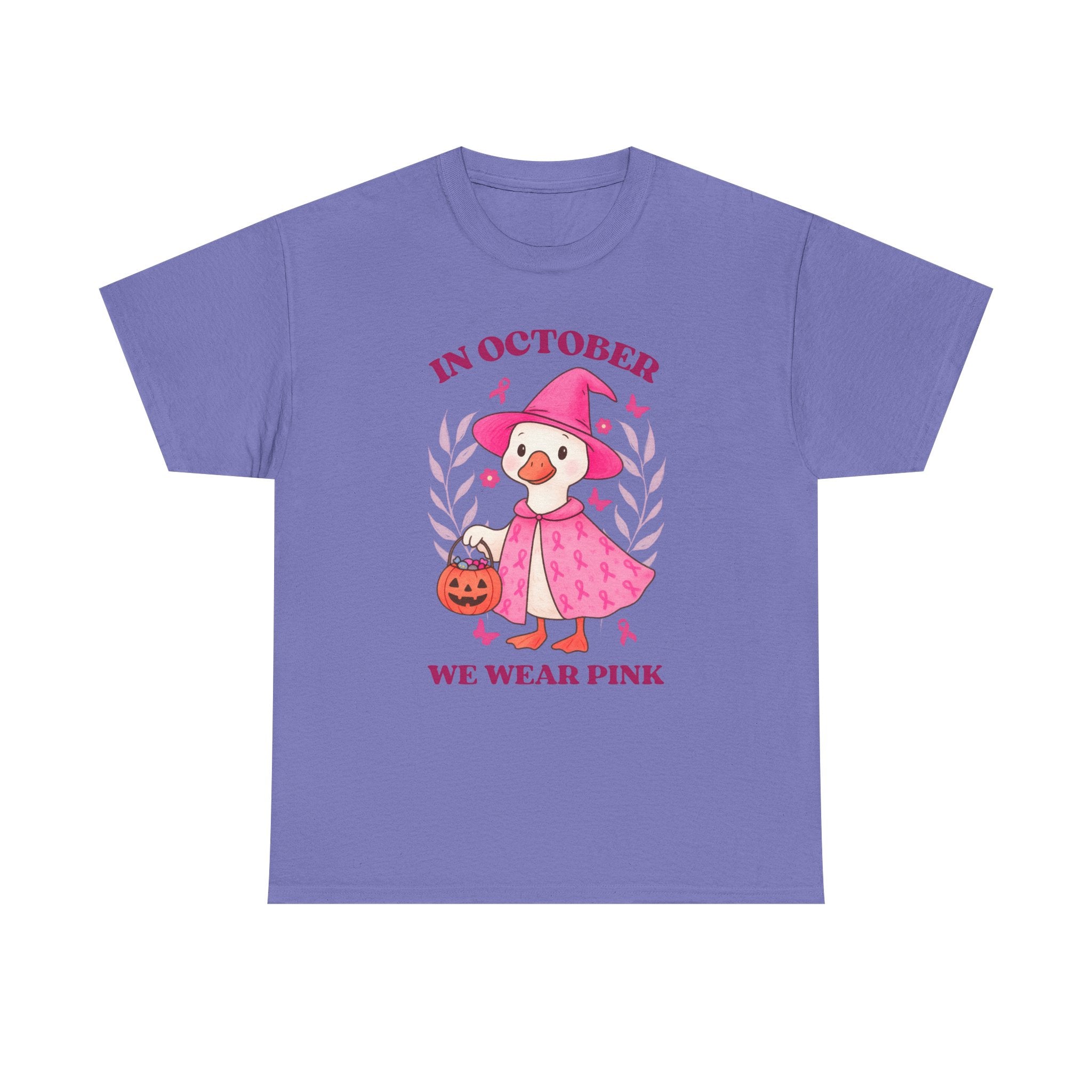 Breast Cancer Awareness Tee, Cute Pink Duck Shirt for October, Unisex Cotton T-Shirt, Awareness Month Apparel, Funny Halloween Outfit