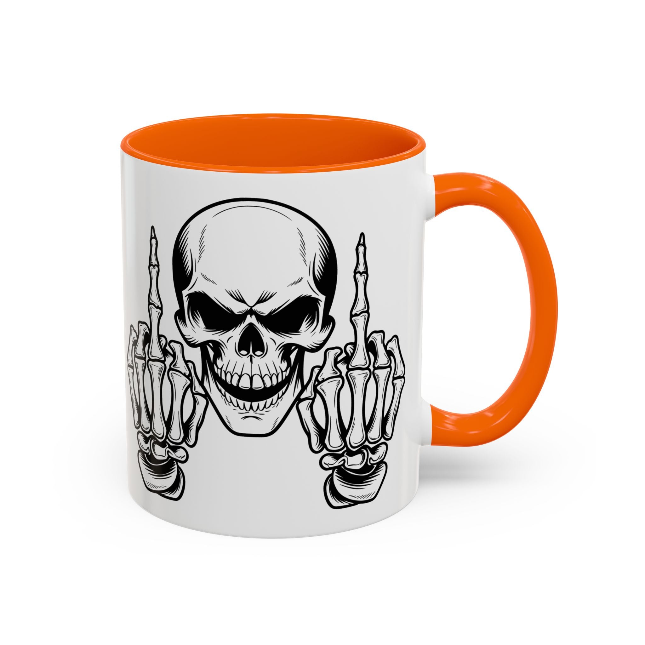 Skull Middle Finger Coffee Mug — Edgy Gothic Accent Mug (11/15oz)