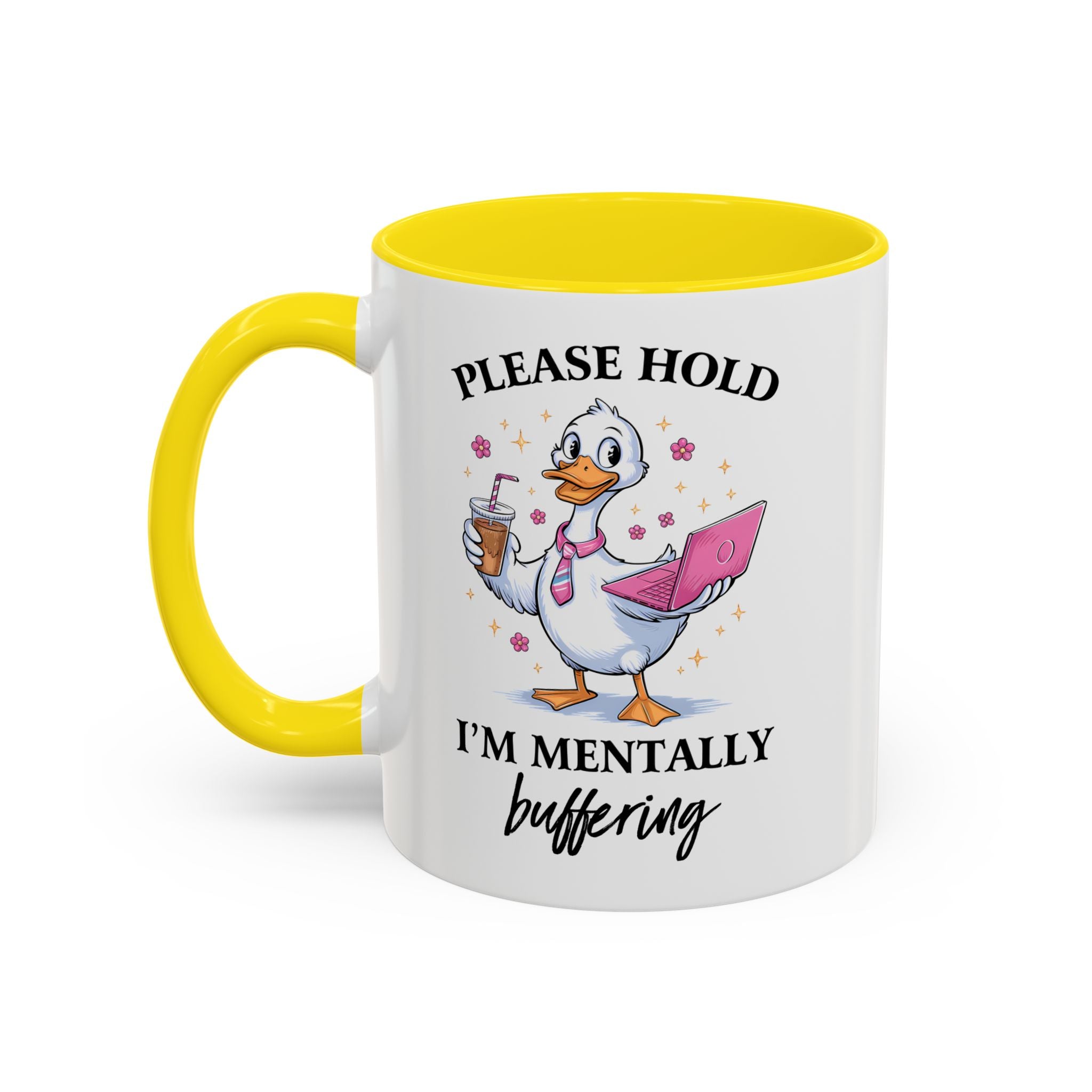 Funny Mental Health Coffee Mug - Please Hold I'm Mentally Buffering