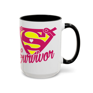 Survivor Mug 11oz & 15oz | Cancer Awareness, Motivational Gift, Empowerment, Superhero Theme, Unique Coffee Cup