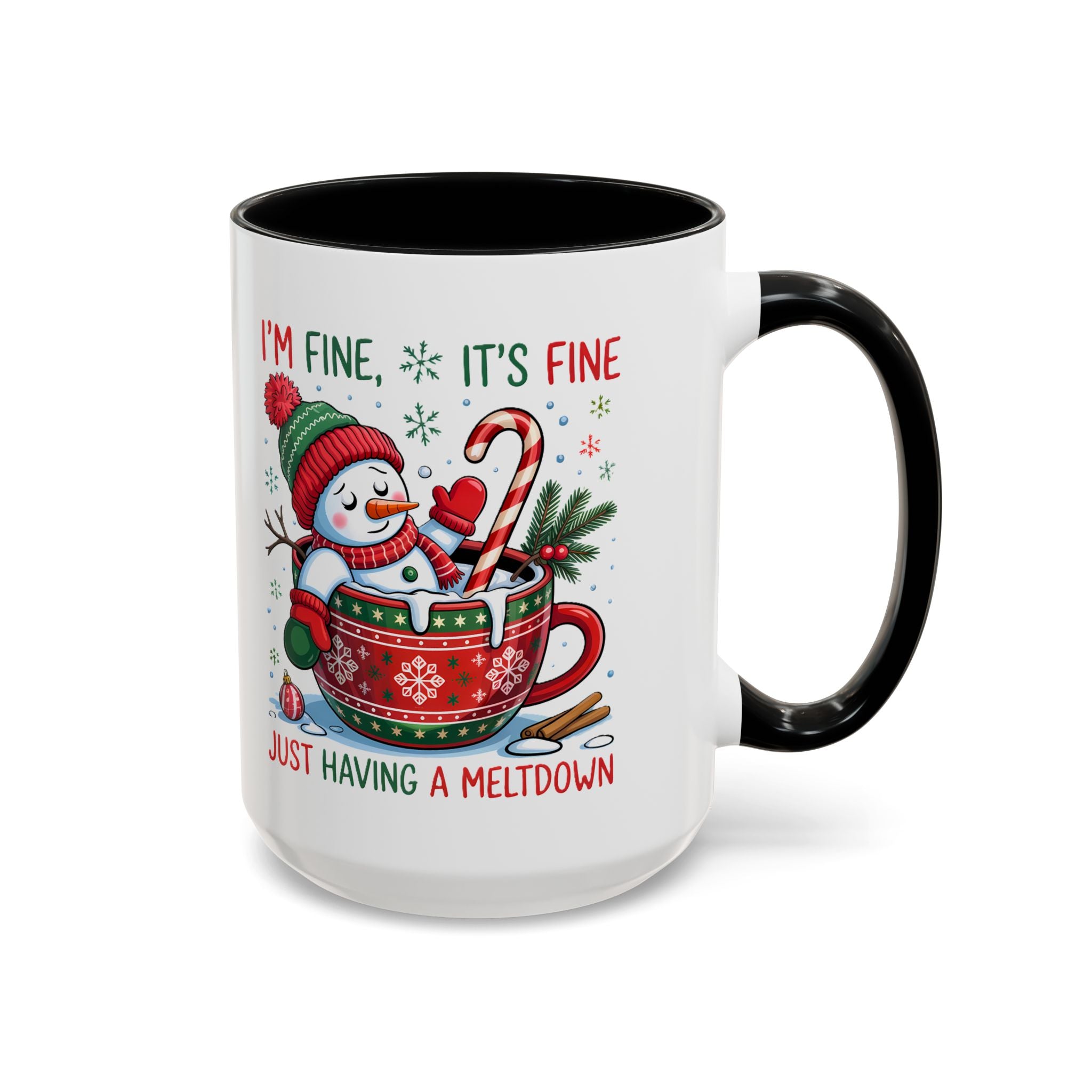 Festive Holiday Coffee Mug - "I'm Fine, It's Fine" Snowman Design sarcasm humor funny