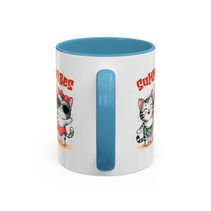 Summer Vibes Cat Coffee Mug - Fun Accent Mug for Cat Lovers