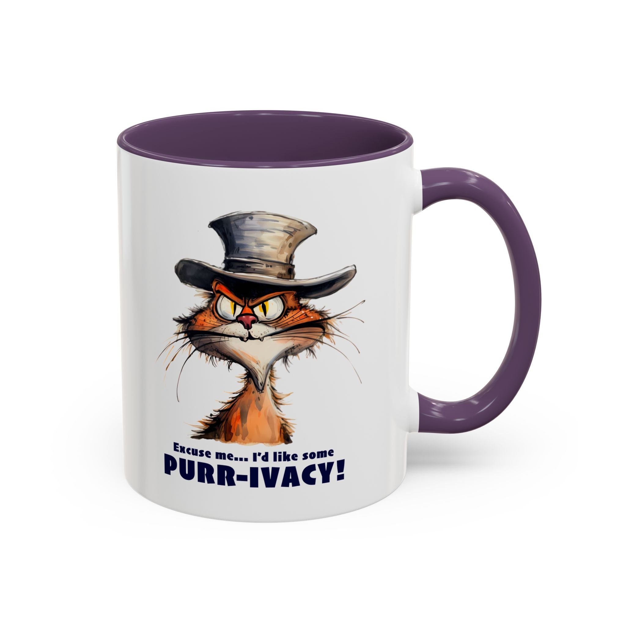 Funny Cat Coffee Mug - Purr-ivacy & Puppy Humor, Gifts for Cat Lovers, Home Office Accessories, Birthday, Pet Owner Mug