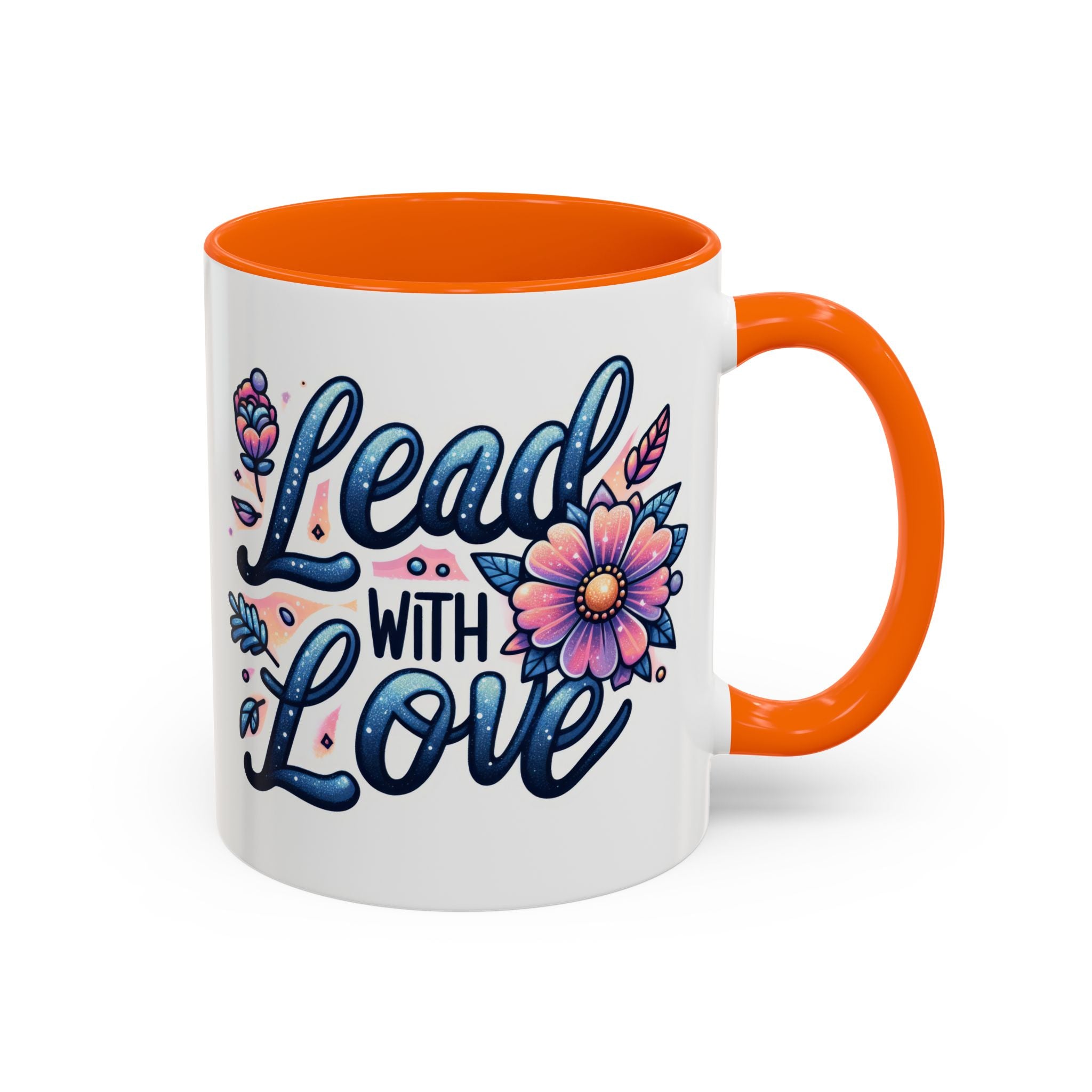 Lead With Love Accent Coffee Mug — Floral Inspirational 11/15oz