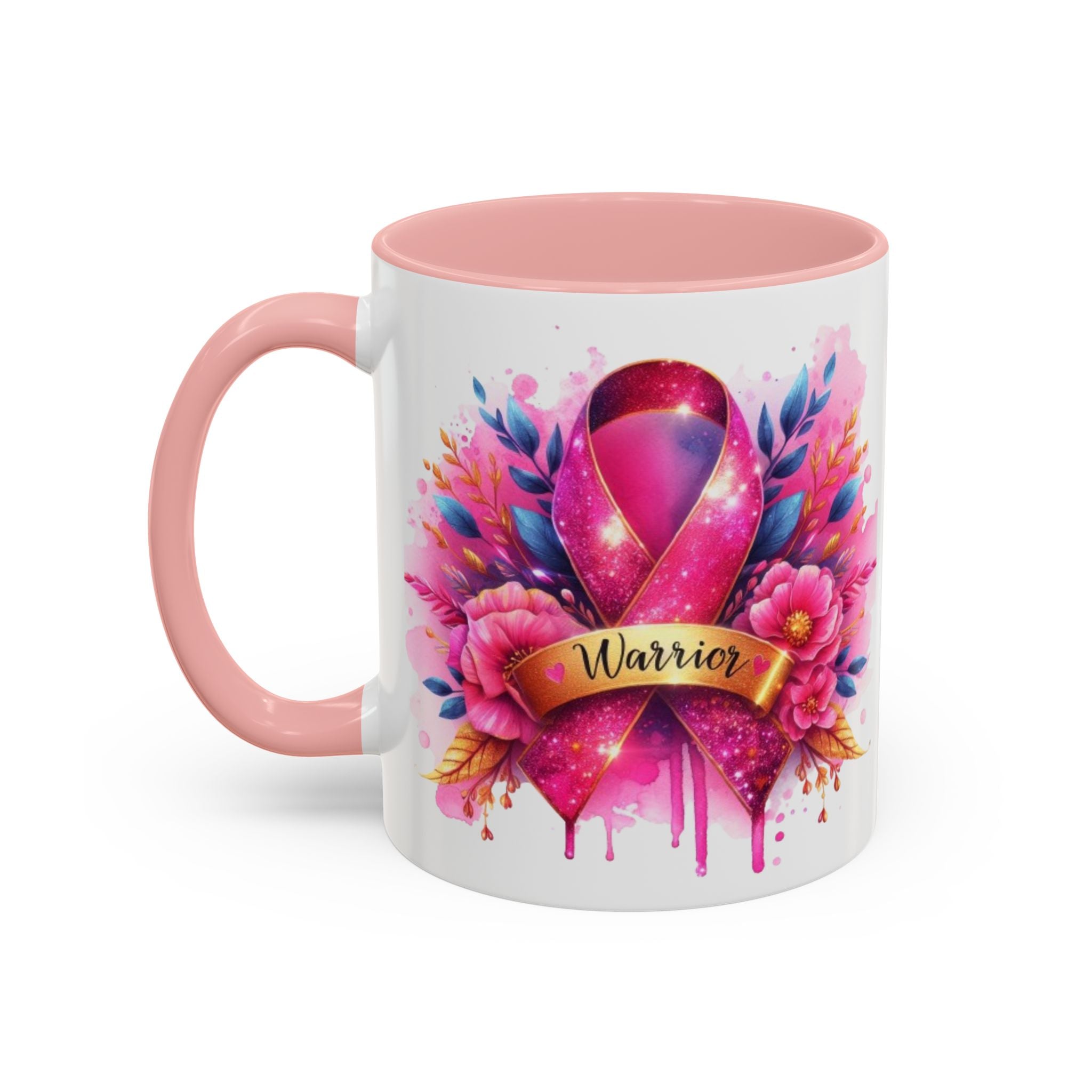 Inspirational Warrior Coffee Mug - Floral Design, Encouragement Gift, Cancer Awareness, Motivational Cup, Supportive Drinkware