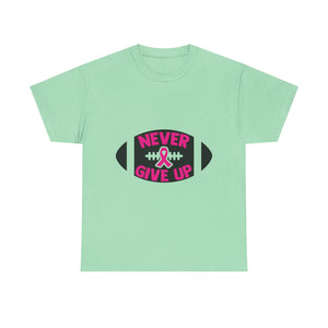 Motivational Football Tee, Never Give Up Shirt, Unisex Cotton T-shirt, Support Awareness, Athletic Gift, Sportswear, Inspirational Apparel