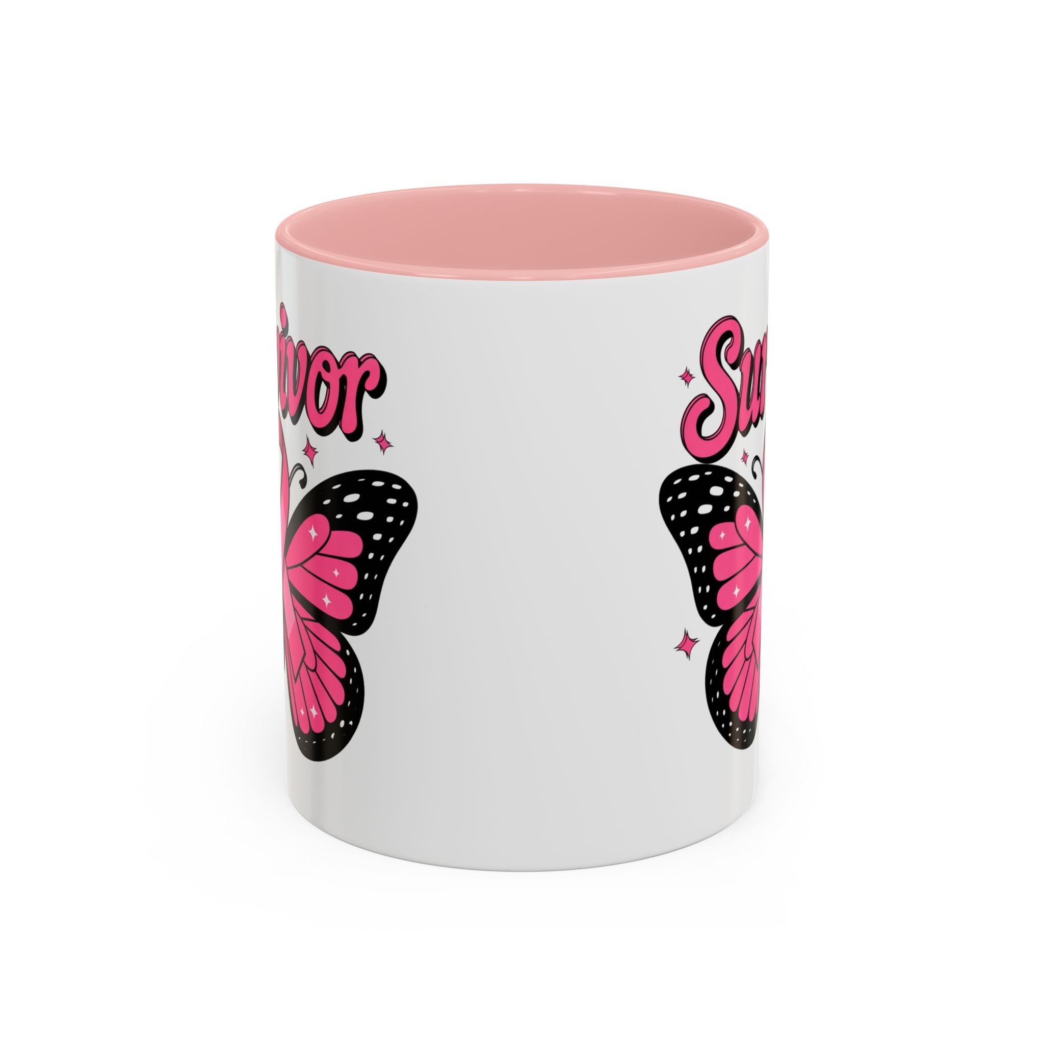 Survivor Butterfly Coffee Mug, Inspirational Gift, Pink Ribbon Mug, Breast Cancer Awareness, Empowerment Cup, Motivational Drinkware
