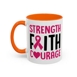 Inspirational Coffee Mug: Strength, Faith, Courage - Gift for Survivors, Awareness Events, Supportive Home Decor, Encouragement