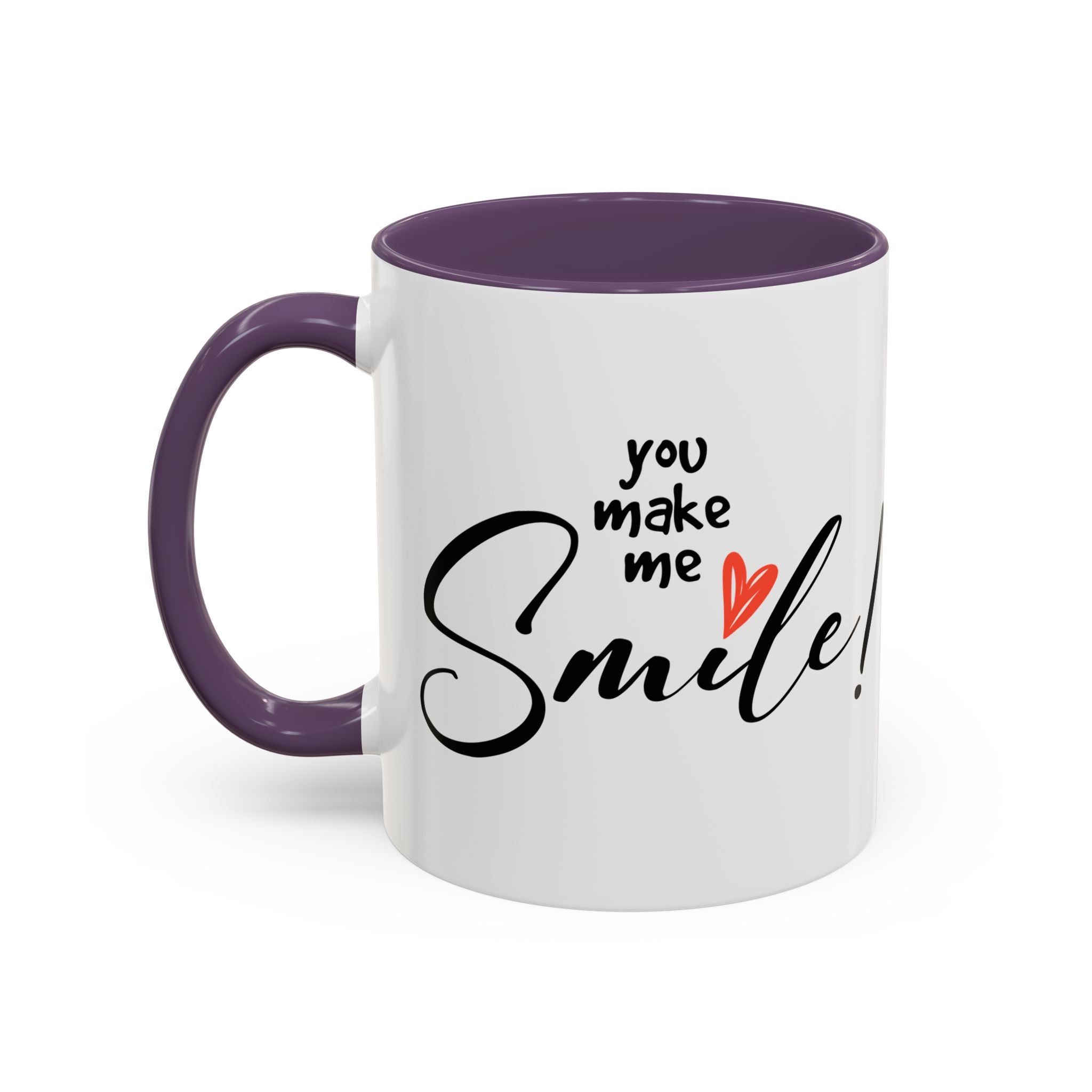 Inspirational Accent Coffee Mug - "You Make Me Smile!" - Perfect Gift for Friends & Family