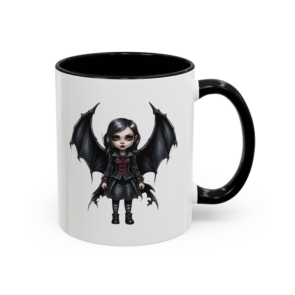 Gothic vampire girl with bat wings horror art Accent Coffee Mug (11, 15oz) vamp18