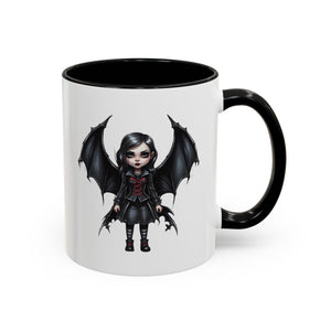 Gothic vampire girl with bat wings horror art Accent Coffee Mug (11, 15oz) vamp18