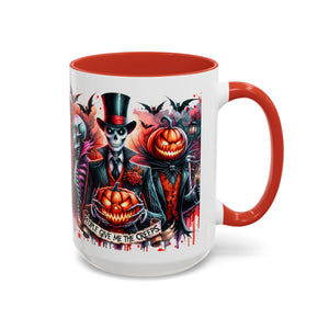Halloween-themed Accent Coffee Mug, Spooky Skull Mug, Pumpkin Art Cup, Unique Gift for Halloween Lovers, October Decor