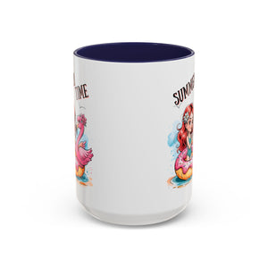 Summer Time Accent Coffee Mug - 11oz & 15oz funny cute girl floating