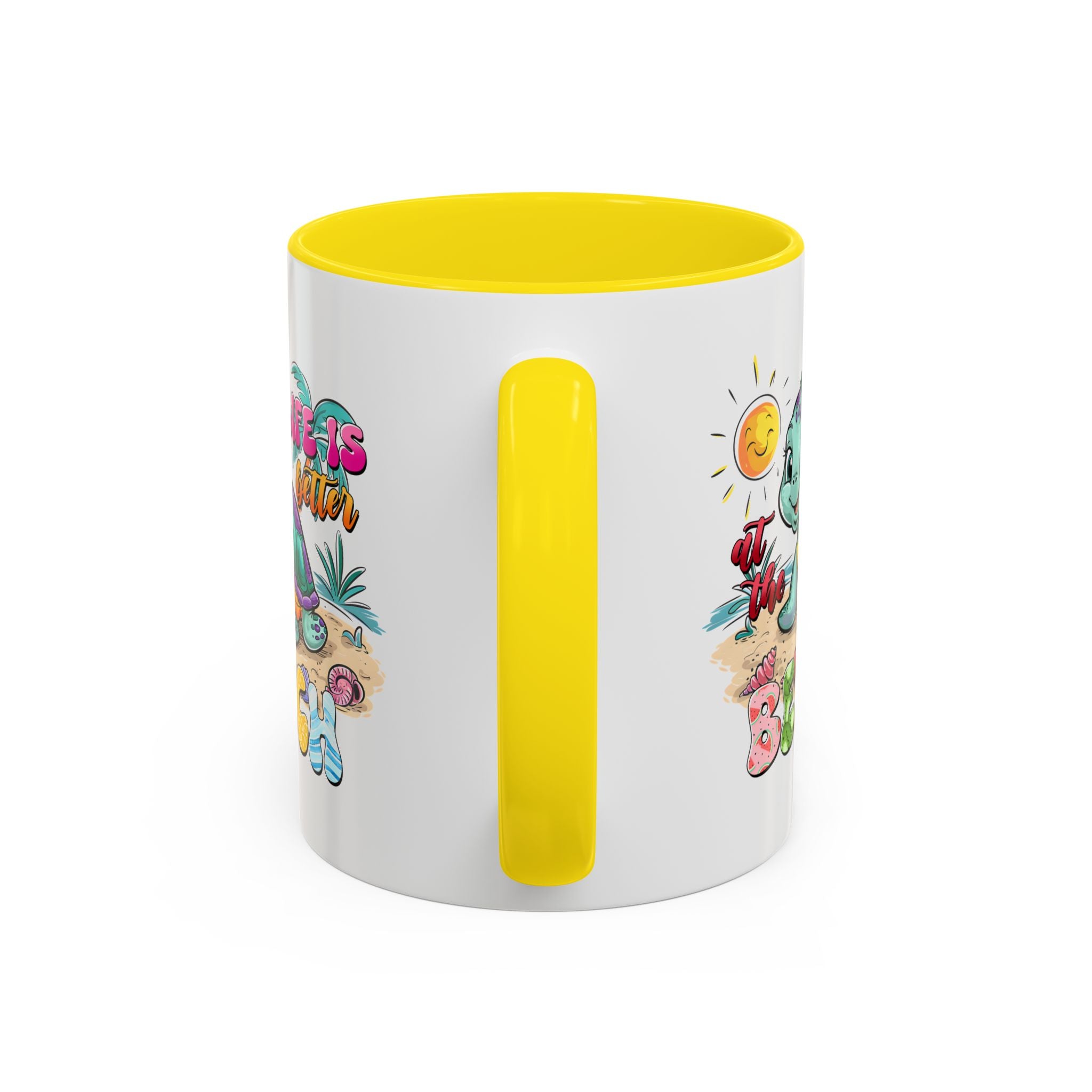Beach Vibe Accent Coffee Mug - "Life is Better at the Beach" Design turtle animal lover