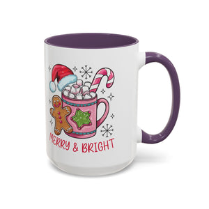 Festive Gingerbread Coffee Mug, Christmas Gift, Holiday Coffee Cup, Merry & Bright Mug, Winter Mug, Hot Chocolate Holder