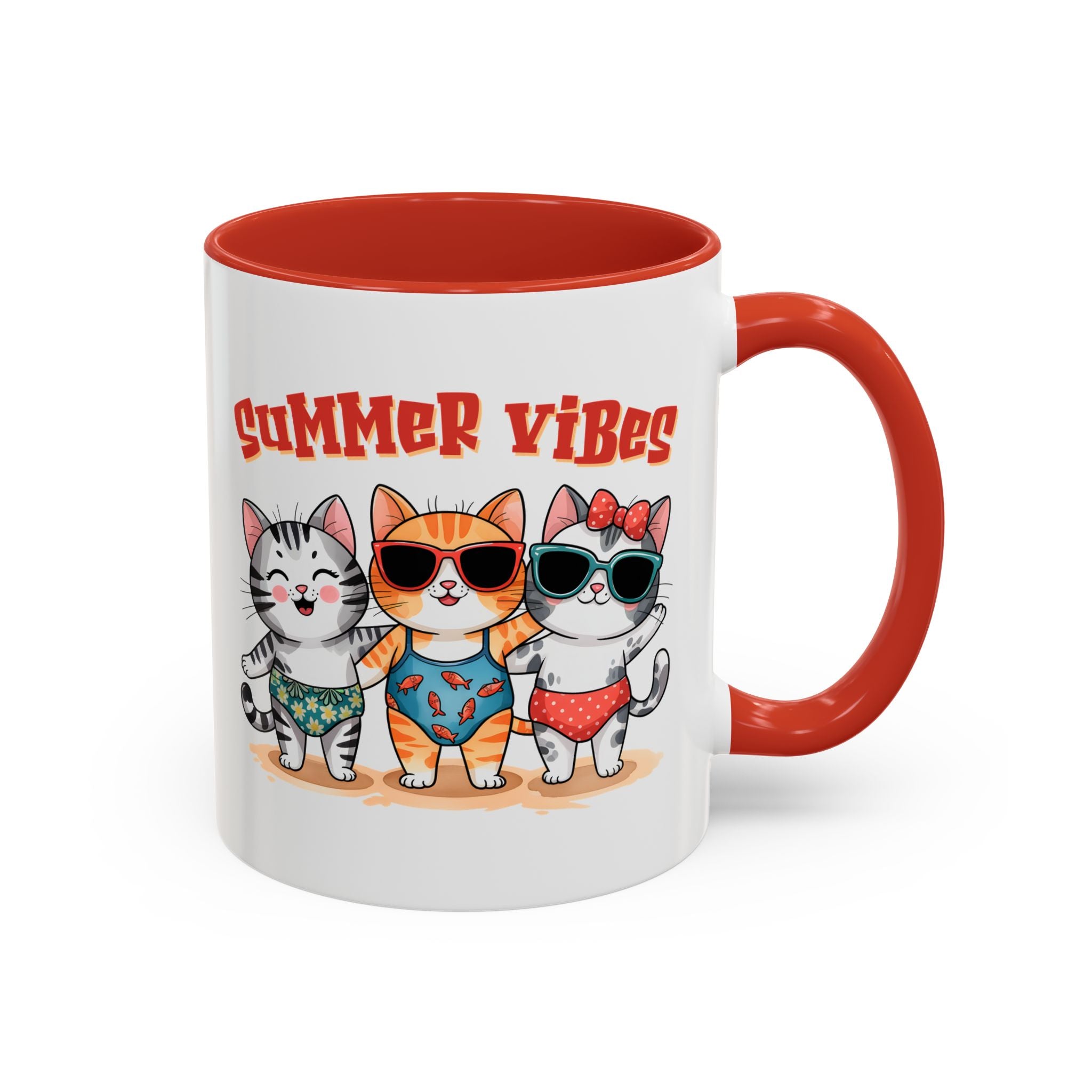 Summer Vibes Cat Coffee Mug - Fun Accent Mug for Cat Lovers