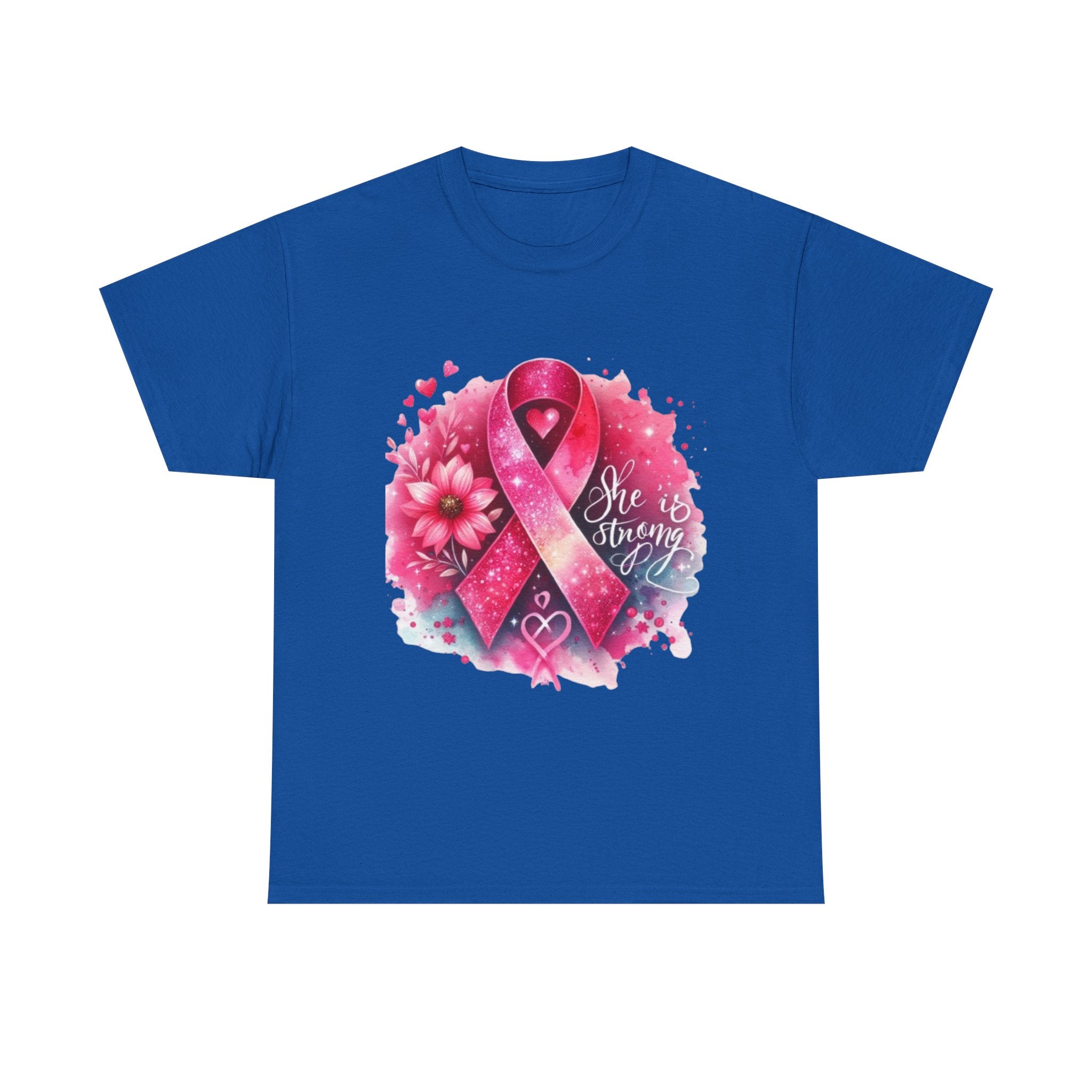 Breast Cancer Awareness Tee - She is Strong, Support Shirt, Gift for Fighters, Awareness Month Apparel, Inspirational T-Shirt