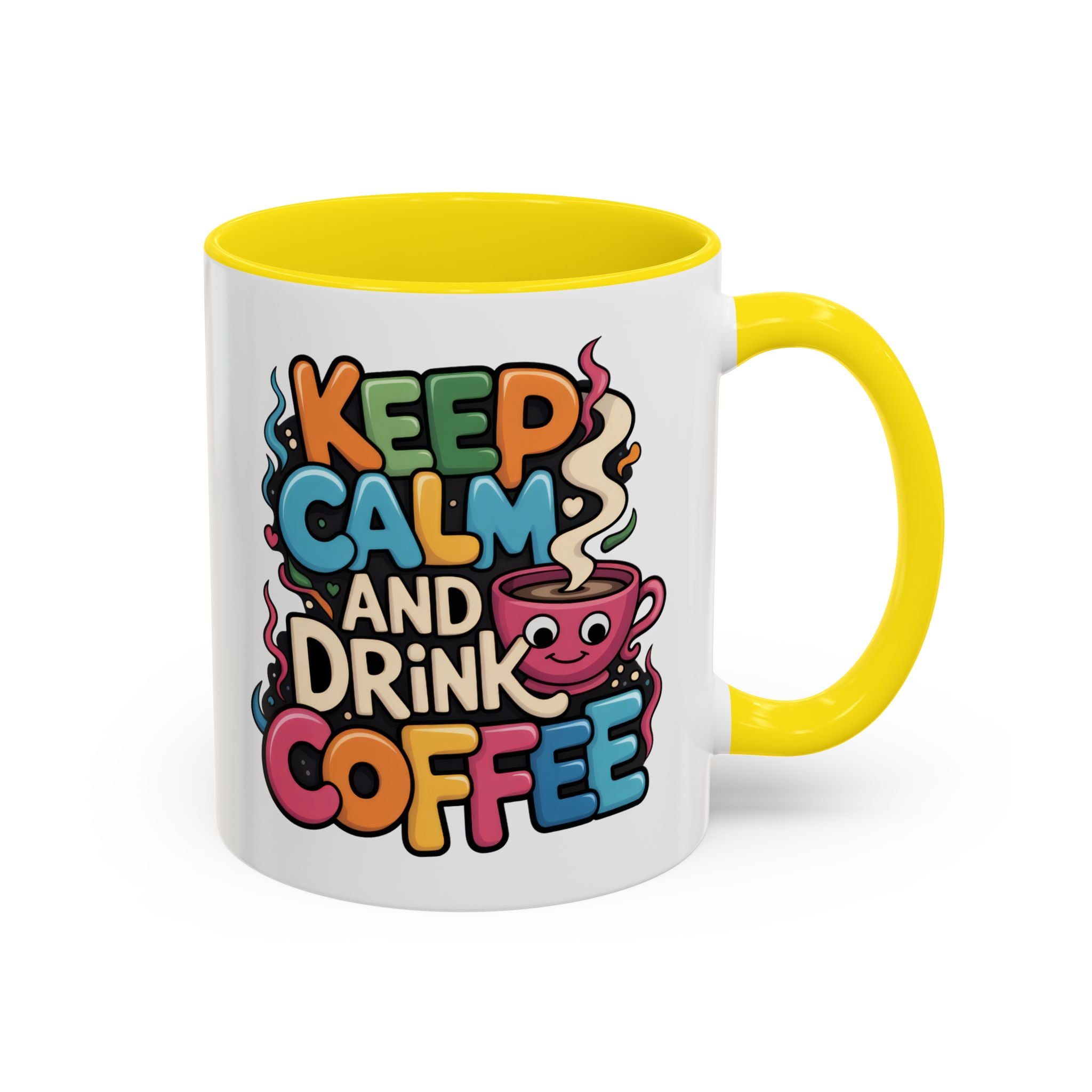 Keep Calm and Drink Coffee Mug - Fun Colorful Ceramic Coffee Cup funny