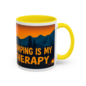Camping Therapy Mug - Adventure Lover's Coffee Cup, Gift for Campers, Hiking Drinkware, Outdoorsy Coffee Mug, Nature Lover's Cup