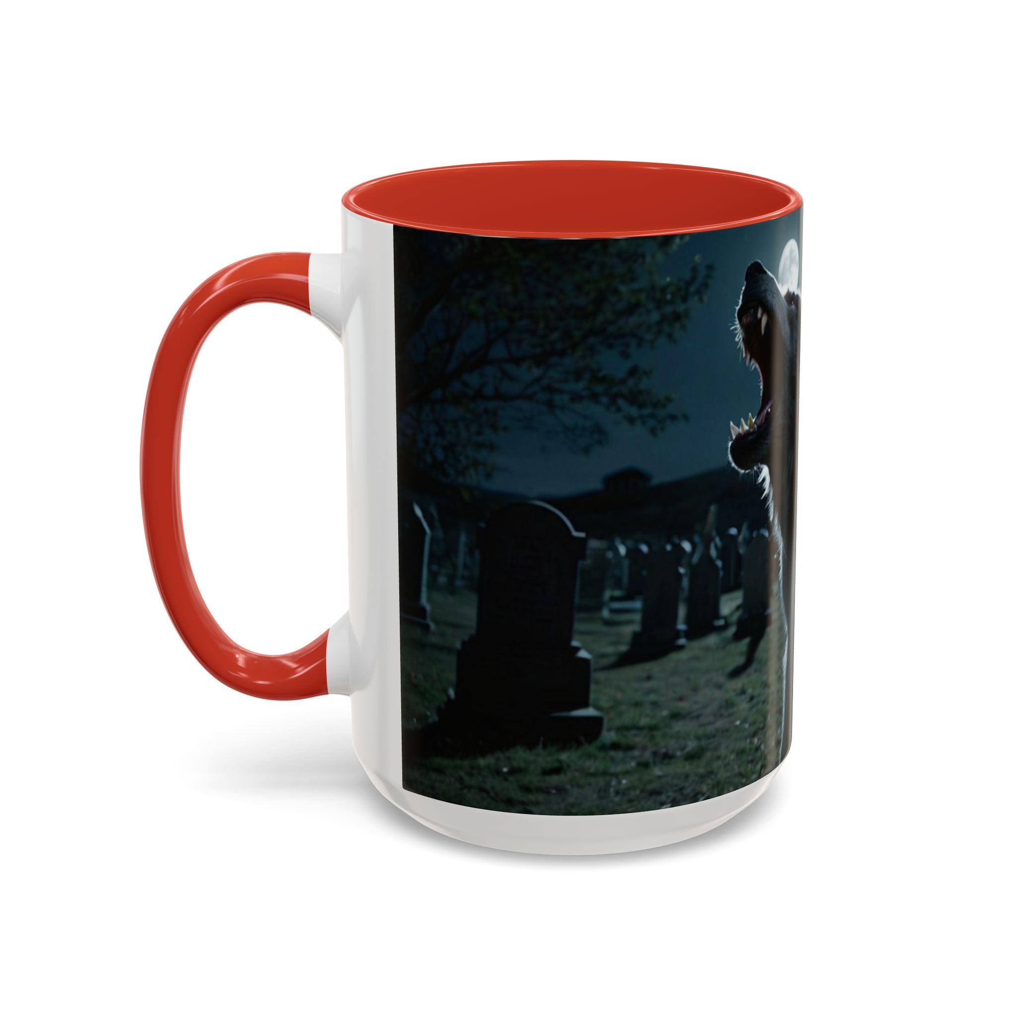 halloween werewolf in graveyard Howling Wolf Accent Coffee Mug - 11 & 15oz