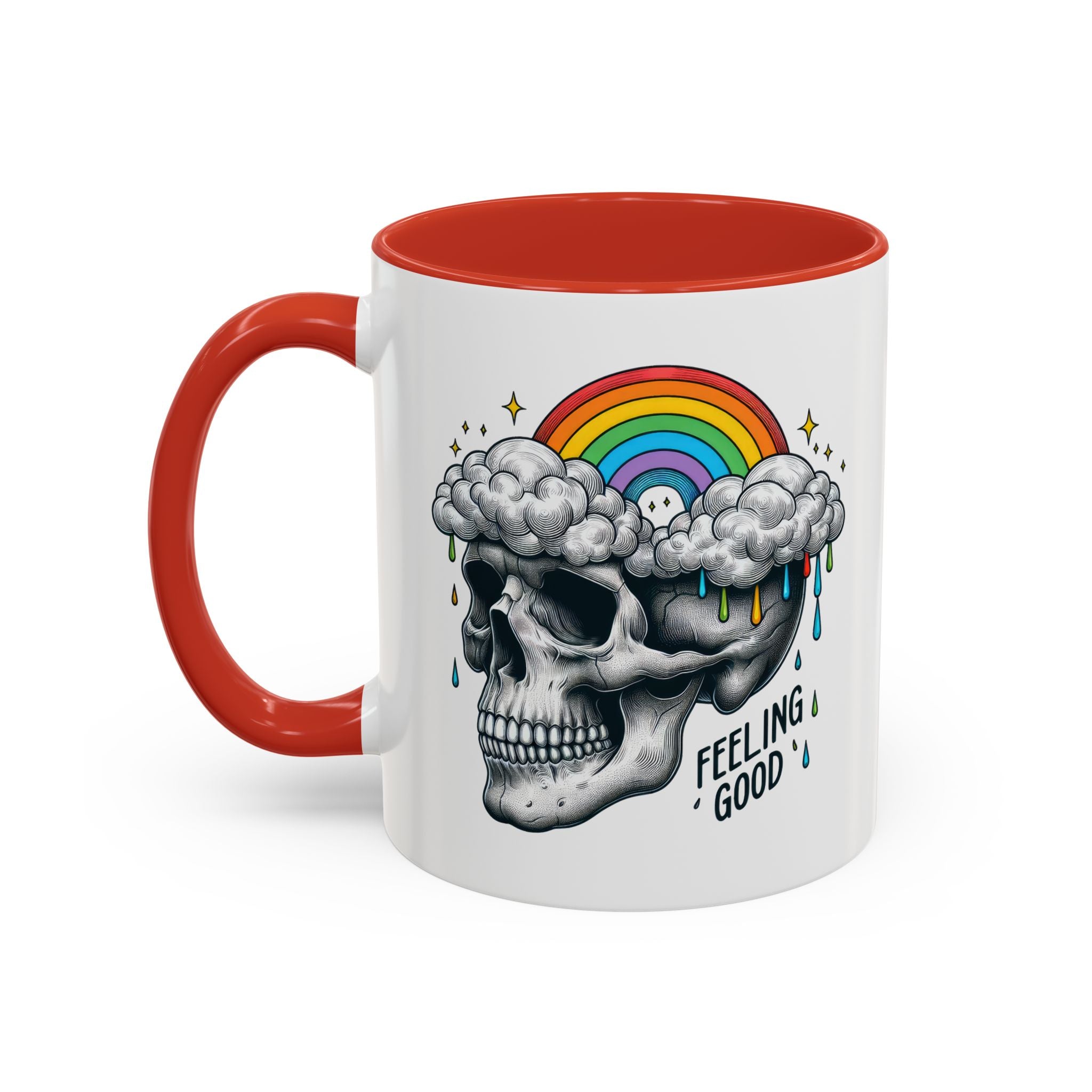 Skull Rainbow Coffee Mug, Unique Gift for Coffee Lovers, Halloween Decor, Daily Motivation Mug, Fun Skull Design