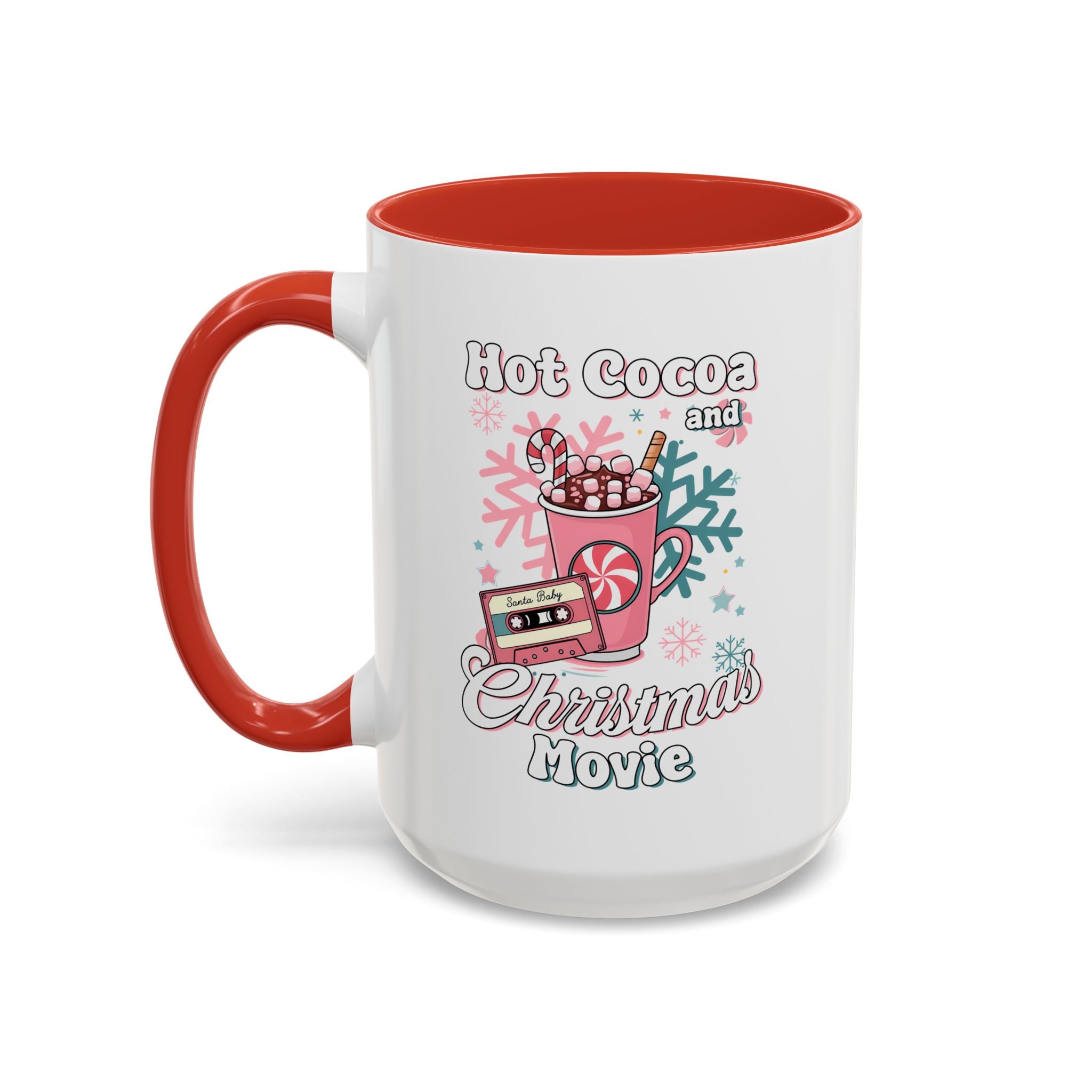 Hot Cocoa & Christmas Movie Mug, Cozy Holiday Cup, Winter Gift, Festive Beverage Container, Cute Coffee Mug