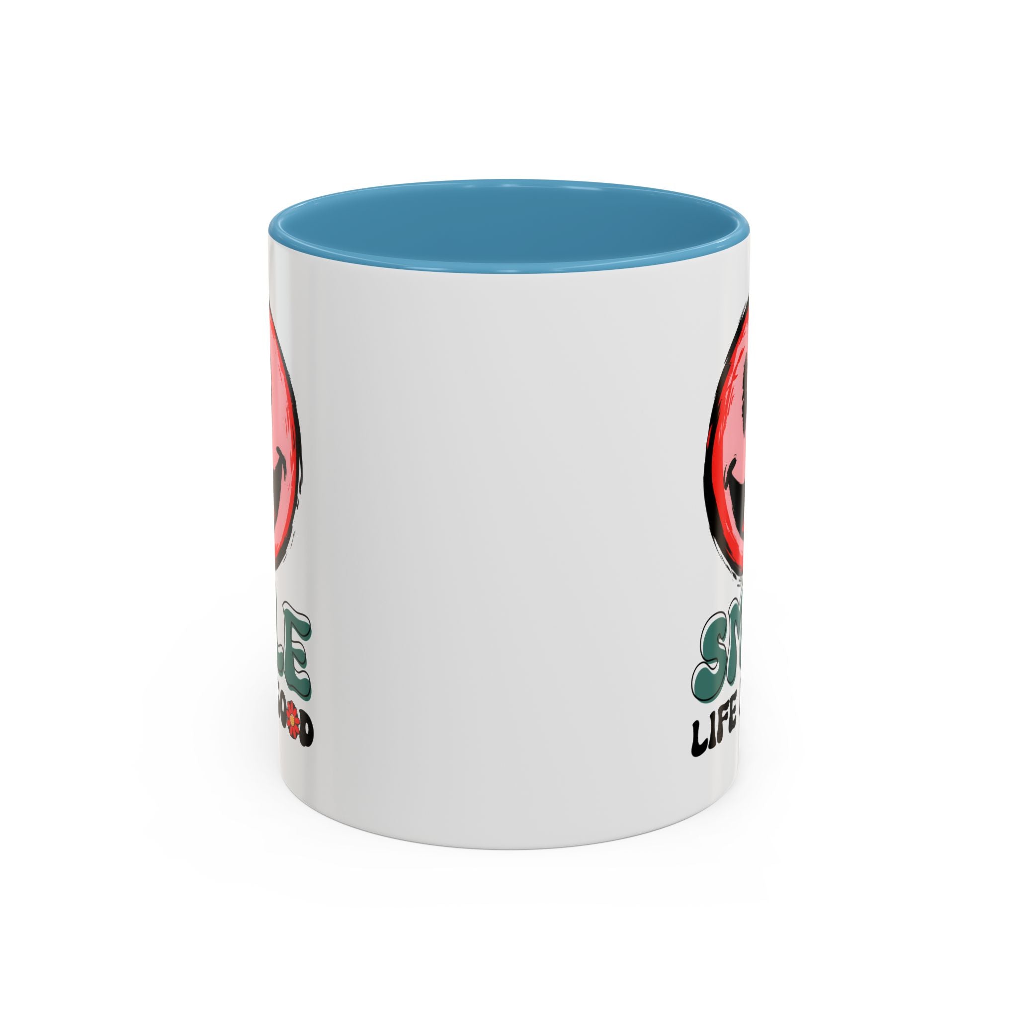 Smiley Face Accent Coffee Mug - "Smile, Life is Good" - 11oz & 15oz