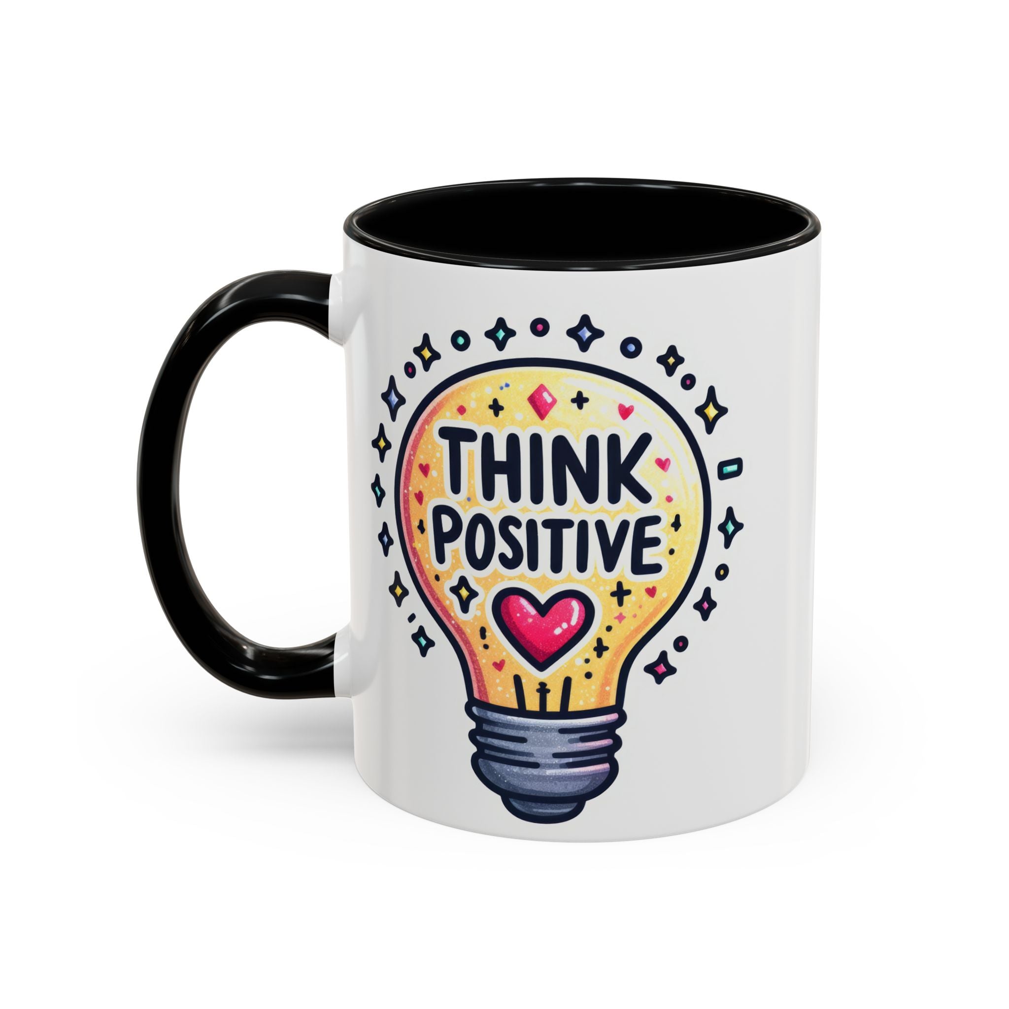 Think Positive Lightbulb Coffee Mug — Motivational Accent Mug (11/15 oz)