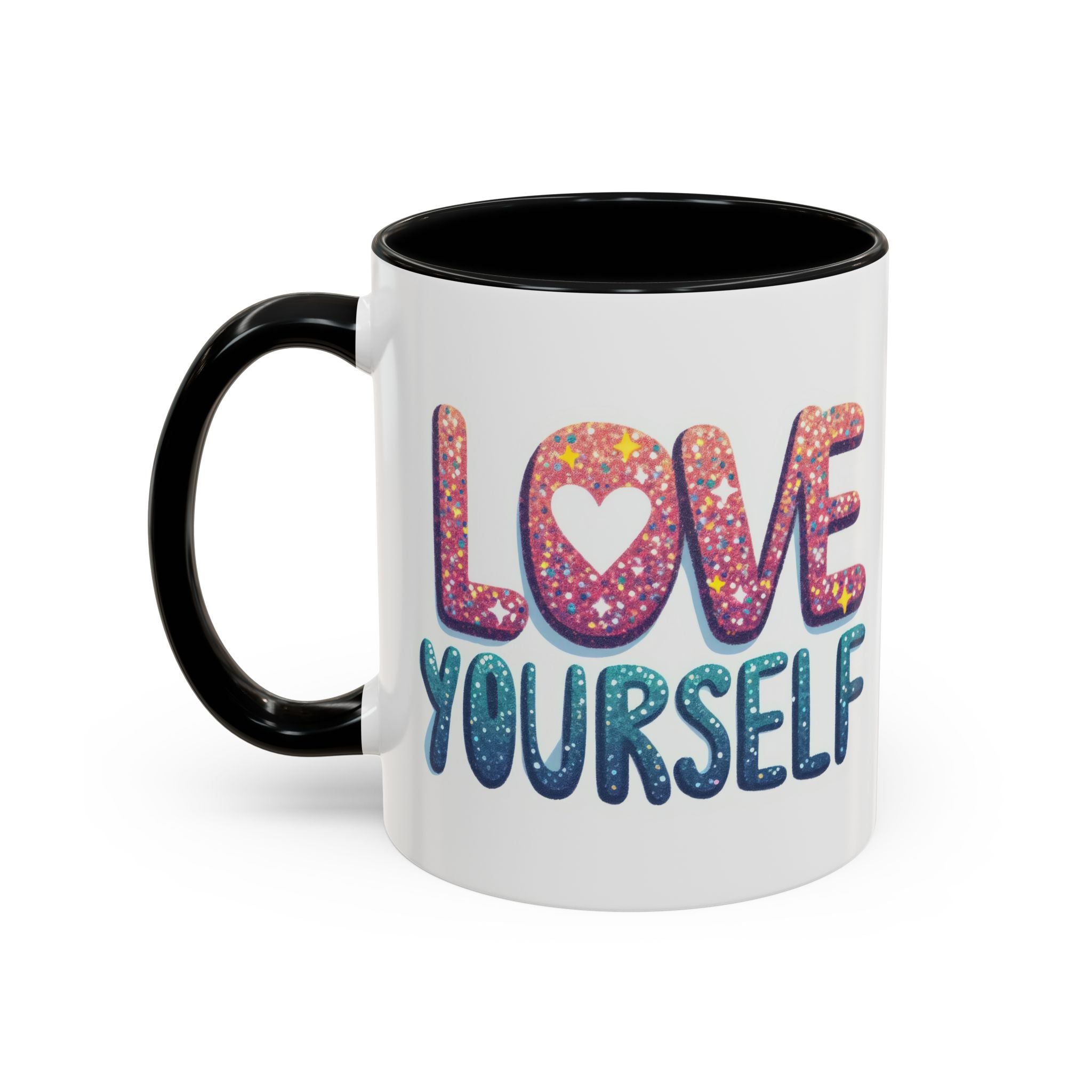 Love Yourself Accent Coffee Mug — Inspirational Self-Love Ceramic Mug (11/15oz)