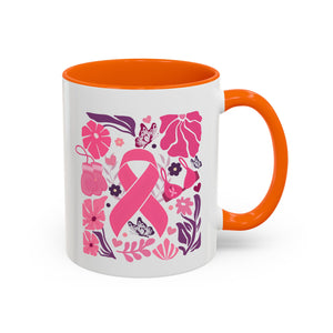 Pink Floral Awareness Coffee Mug, Breast Cancer Awareness Mug, Gift for Her, Supportive Drinkware, Motivational Mug