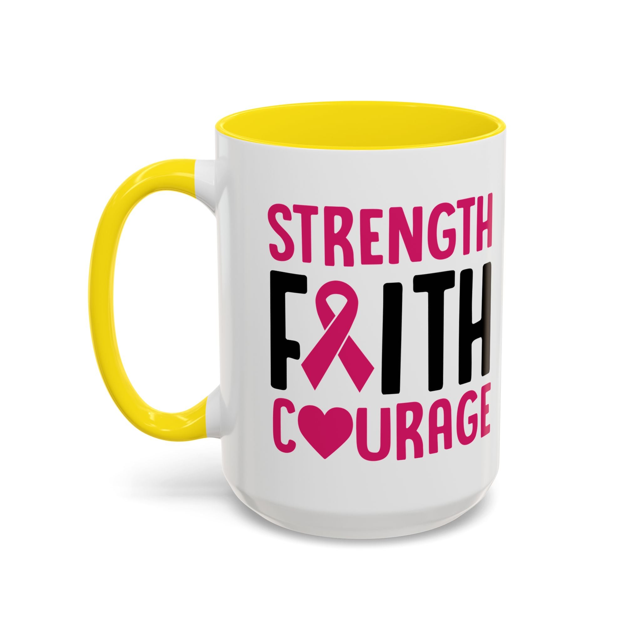 Inspirational Coffee Mug: Strength, Faith, Courage - Gift for Survivors, Awareness Events, Supportive Home Decor, Encouragement