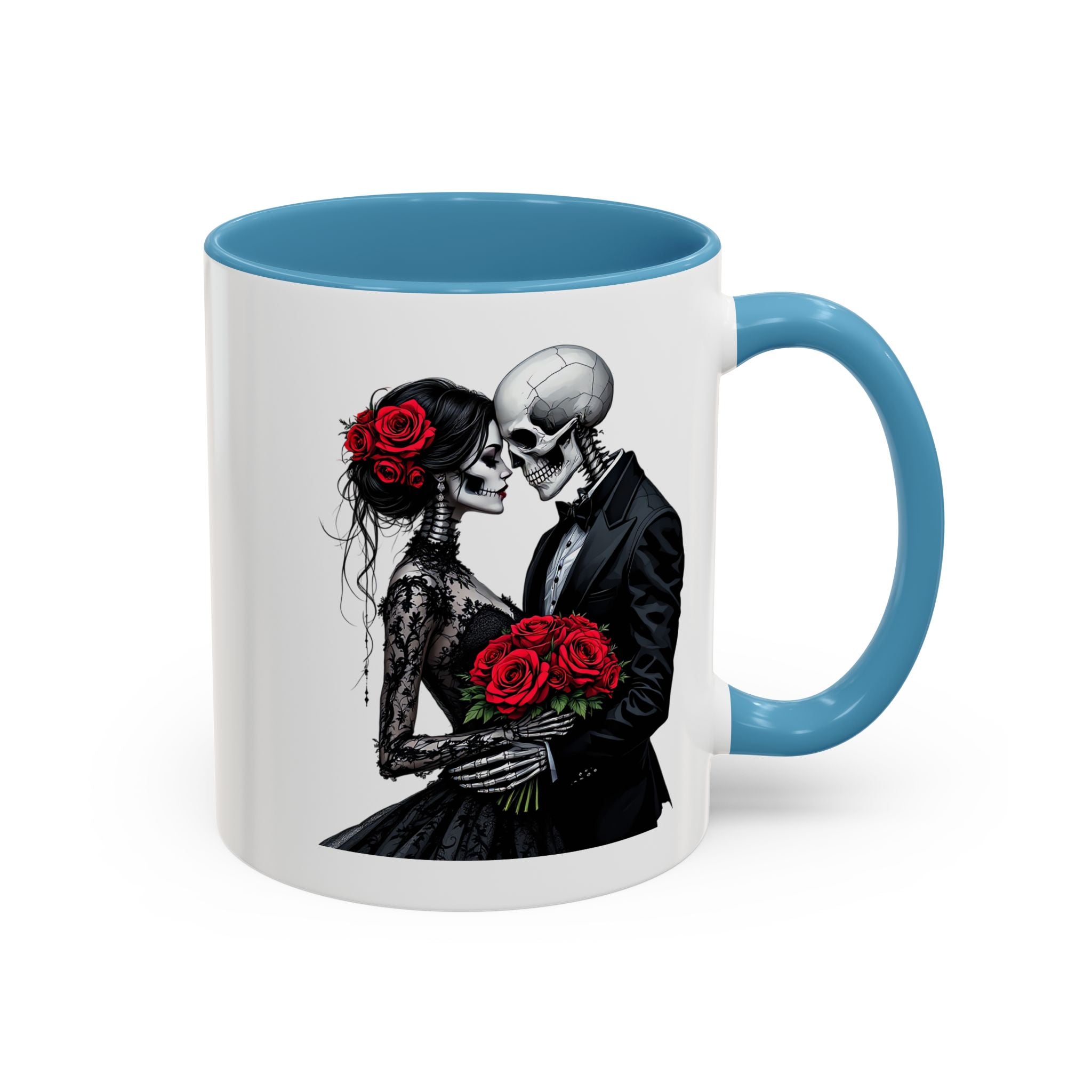 Romantic Skeleton Coffee Mug, Skull Love Mug, Gothic Gift, Halloween Decor, Couple Mug, Unique Coffee Cup