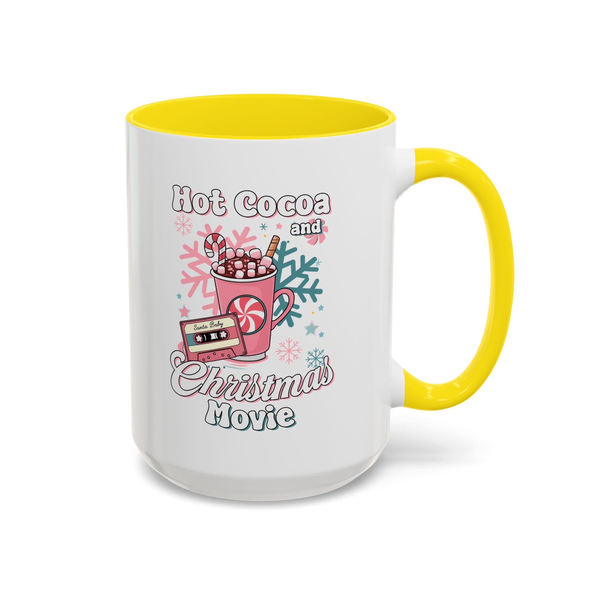 Hot Cocoa & Christmas Movie Mug, Cozy Holiday Cup, Winter Gift, Festive Beverage Container, Cute Coffee Mug