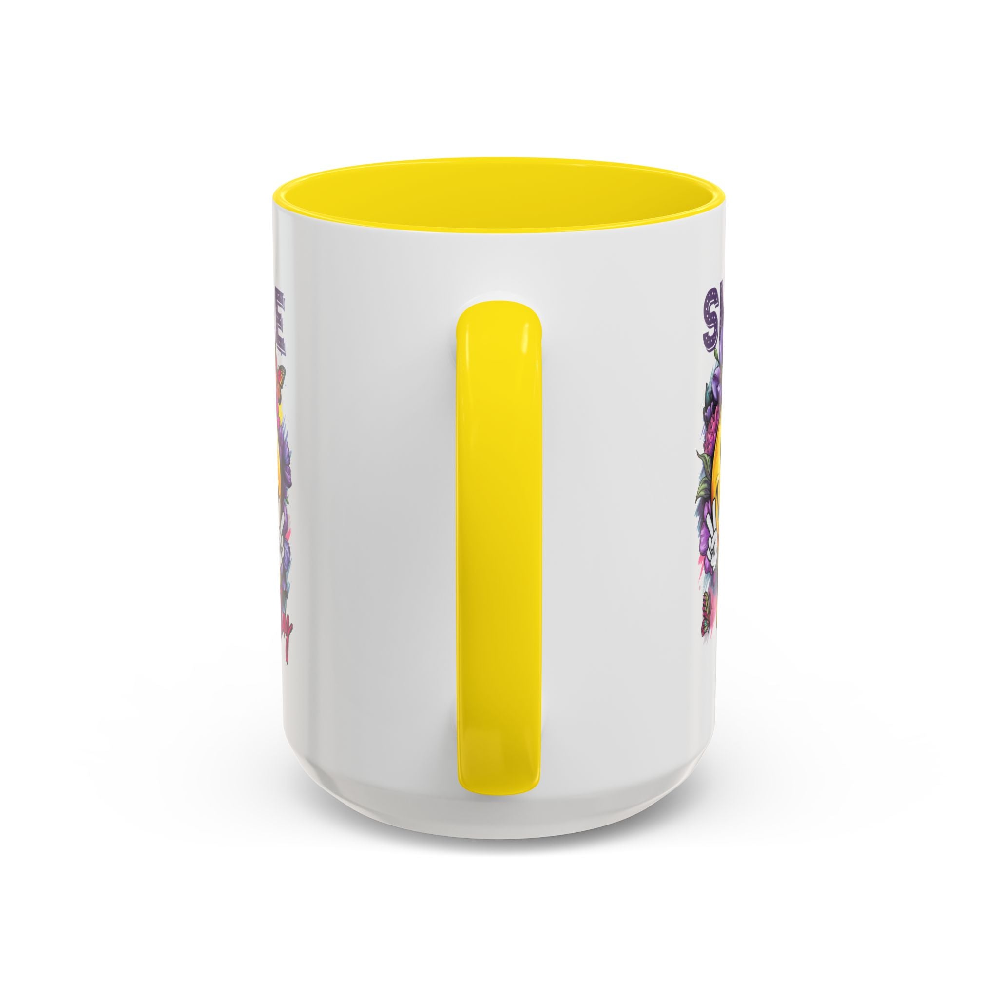Smile Stay Accent Coffee Mug - Vibrant Floral Design for Positive Vibes