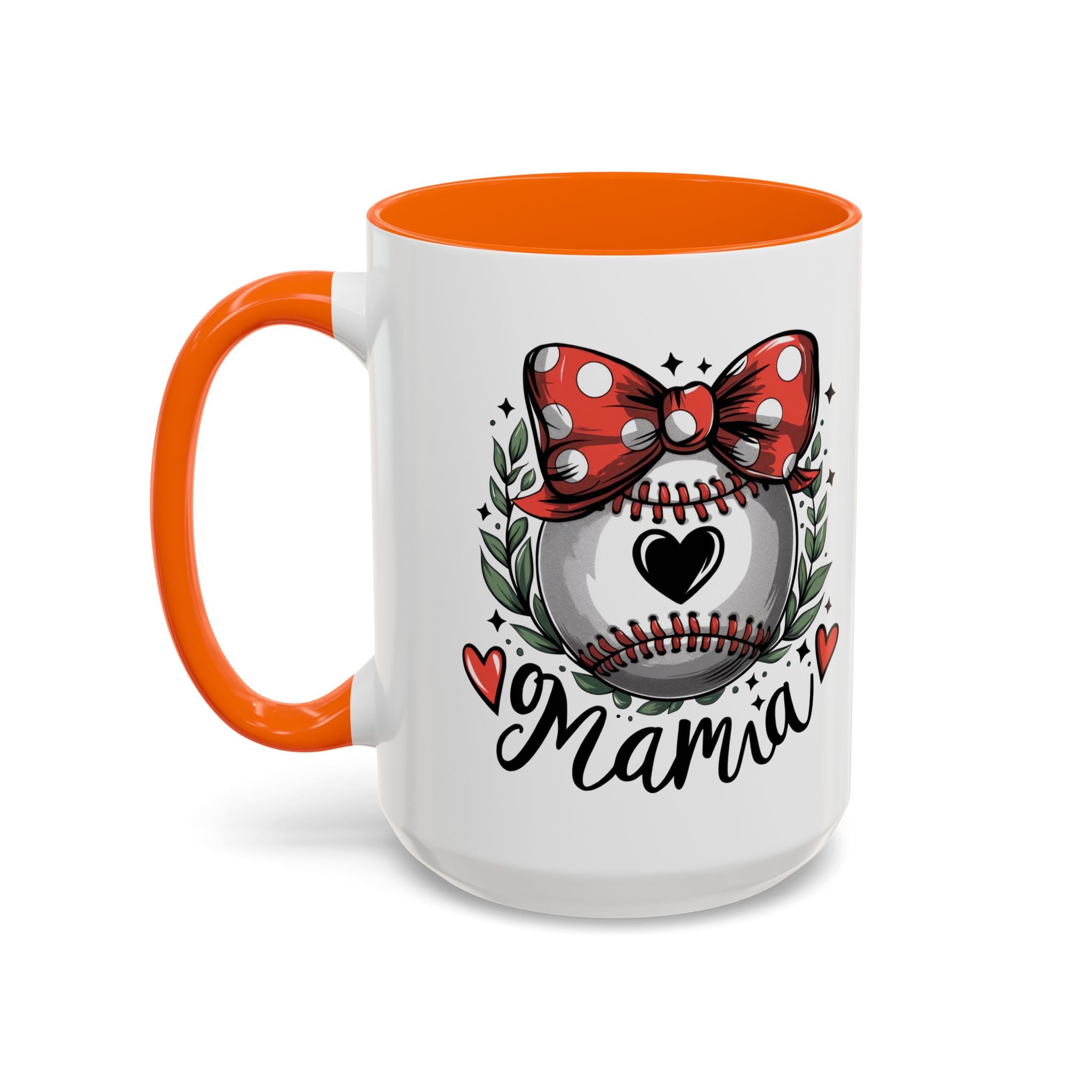 Mama's Accent Coffee Mug | Baseball & Heart Design | Gift for Mom, Mother's Day, Birthday, Coffee Lovers, Baseball Fans
