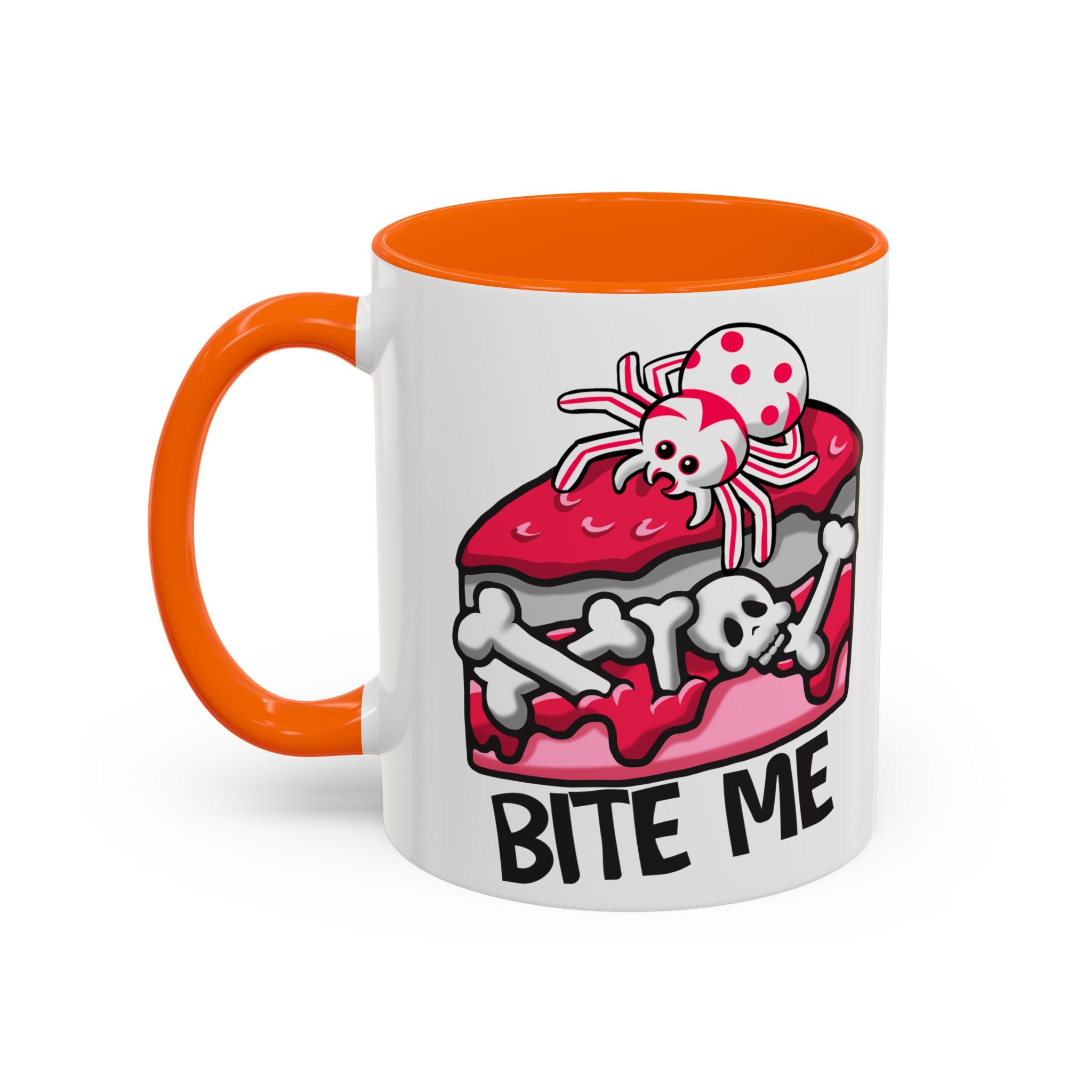 Bite Me Coffee Mug — Cute Creepy Spider Cake Accent Mug anti valentine