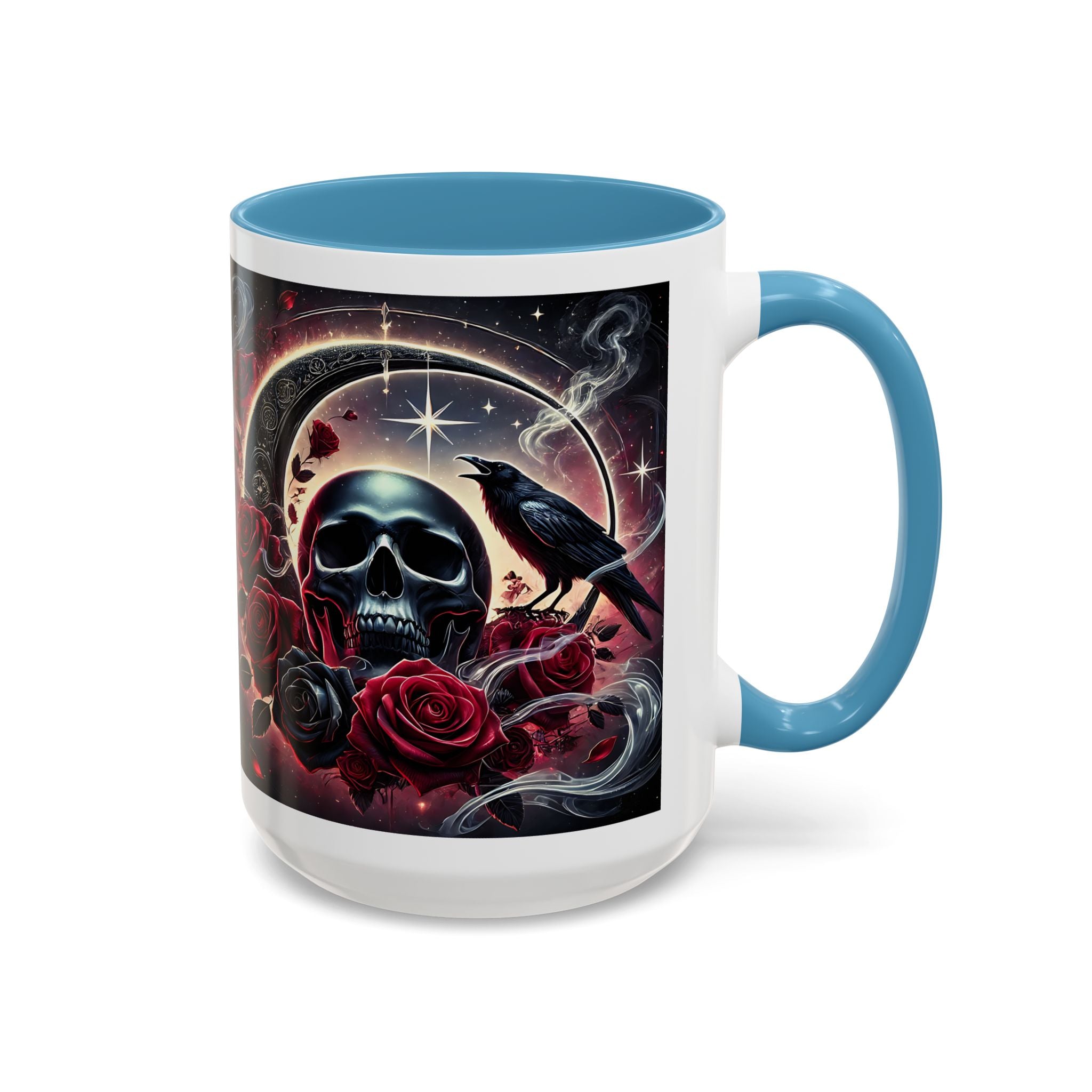 Skull & Raven Accent Coffee Mug — Gothic Roses 11/15oz