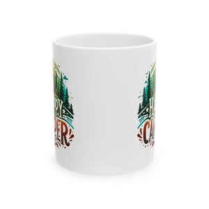 Happy Camper coffee Mug - Perfect for Nature Lovers, Outdoor Enthusiasts, Coffee & Tea Lovers, Gift for Campers, Hiking Decor