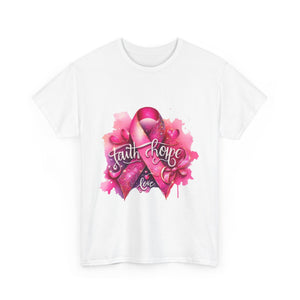 Breast Cancer Awareness Tee, Faith and Hope Message Shirt, Support Shirt, Gift for Survivors, Inspirational T-Shirt