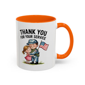 Thank You for Your Service Coffee Mug - 11oz & 15oz Accent Mugs for Veterans Appreciation