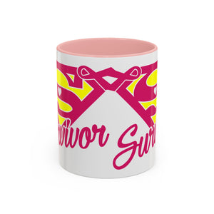 Survivor Mug 11oz & 15oz | Cancer Awareness, Motivational Gift, Empowerment, Superhero Theme, Unique Coffee Cup