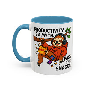 Funny Sloth Coffee Mug, Humor Mug Gift, Productivity Myth Mug, Cute Sloth Cup, Quirky Office Mug