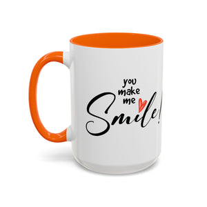Inspirational Accent Coffee Mug - "You Make Me Smile!" - Perfect Gift for Friends & Family