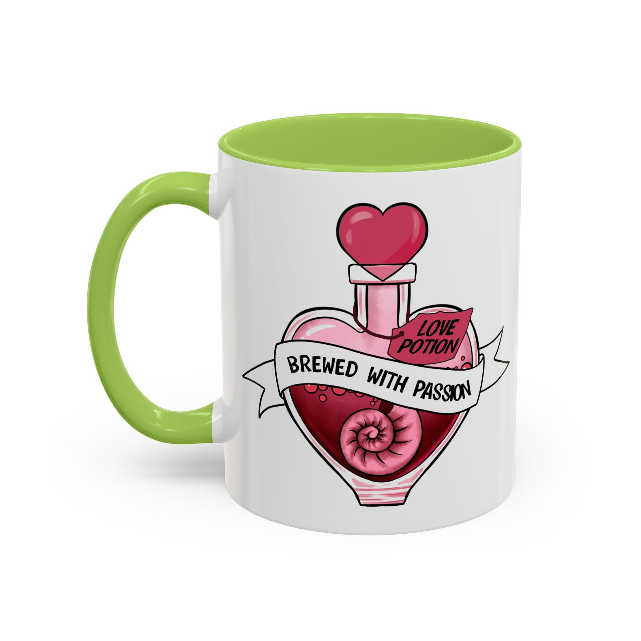 Coffee Mug - 'Brewed With Passion' Love Potion Accent Mug (11/15oz) anti valentine