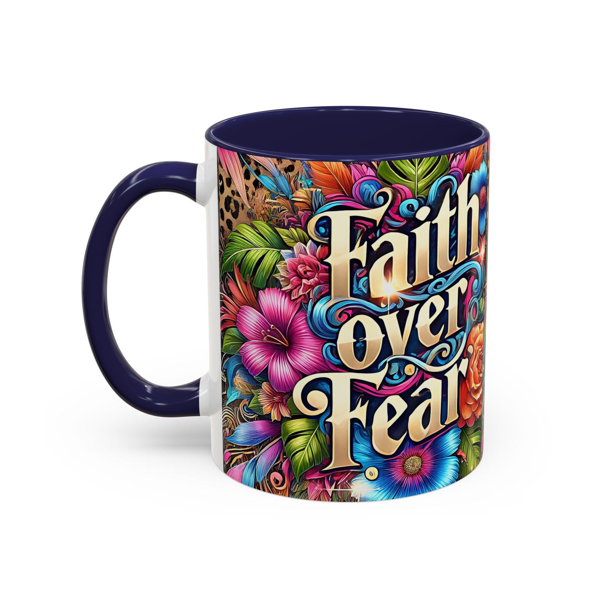 Faith Over Fear Floral Coffee Mug positive mental health
