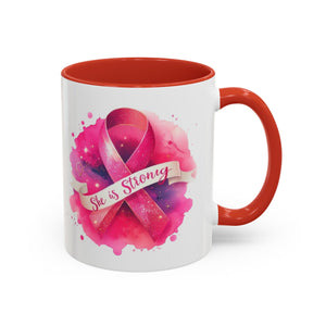Empowering Pink Ribbon Coffee Mug | She is Strong | Gift for Cancer Awareness, Inspirational Drinkware, Office Mug, Motivational [...]