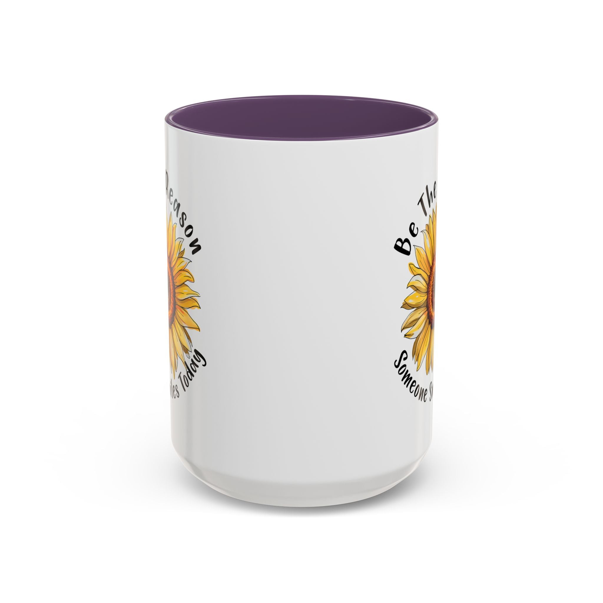 Sunflower Smile Accent Coffee Mug - Cheerful Gift for Friends, Inspirational Mug, 11oz/15oz, Daily Motivation, Brighten Someone's Day